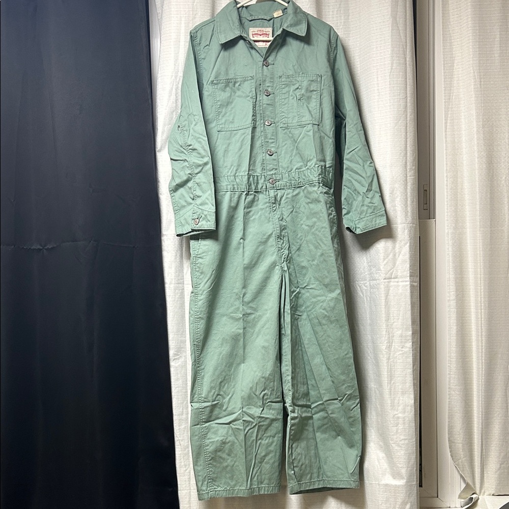Levi's Sage Green Button-Front Utility Jumpsuit